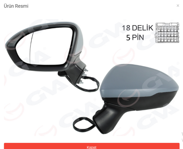 Opel Astra K Dış Dikiz Aynası Komple Otomatik Katlanmaz Sol 2016-
