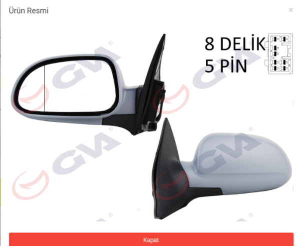 Chevrolet Lacetti Dış Dikiz Aynası Elektrikli Sol Komple
