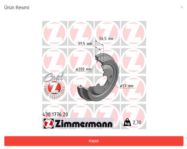 Opel Astra F Arka Fren Kampana 8 Valf İnce Tip