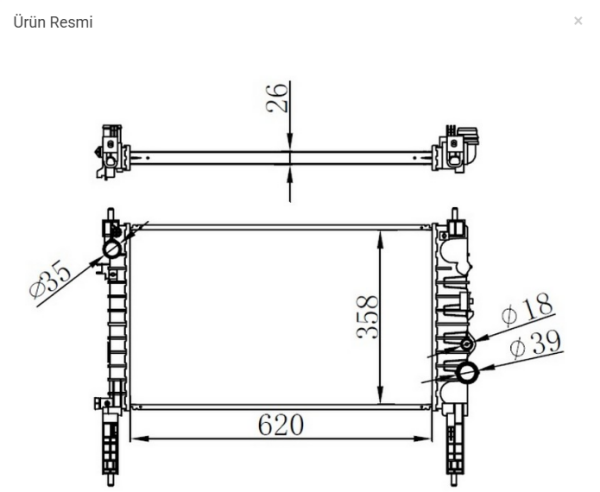 Chevrolet Trax Radyatör ( Su Radyatörü ) 1.4 Manuel Vites İTHAL